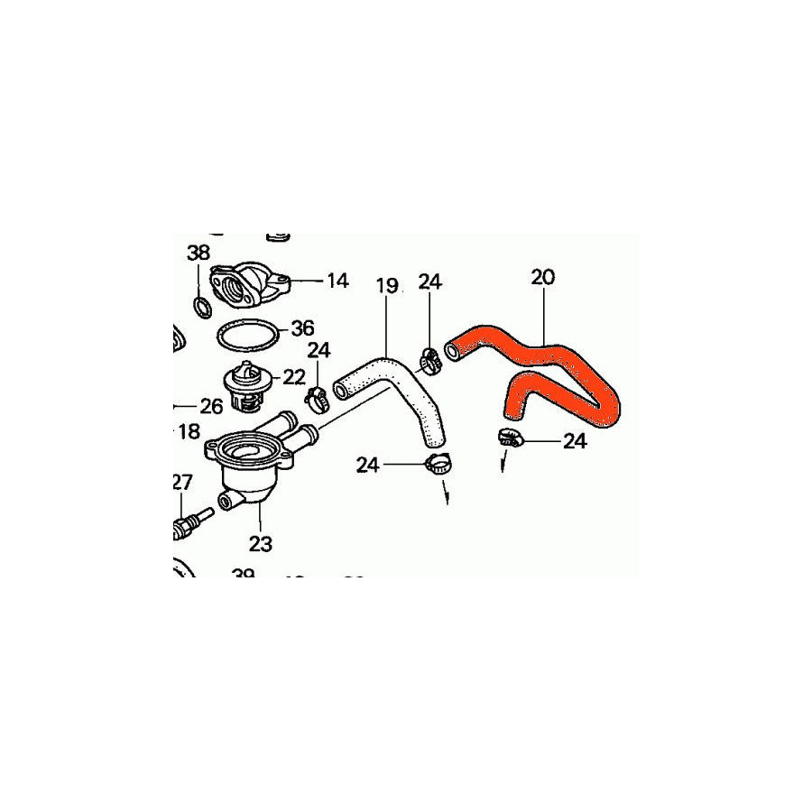 Circuit d'eau - Raccord - Arriere - 19109-MBA-000 - VT750C (RC44)