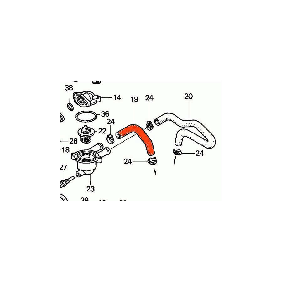 Circuit d'eau - Raccord - Avant - 19108-MBA-000 - VT750C (RC44)