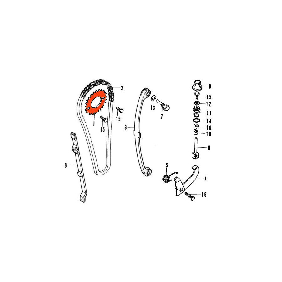 Distribution - Pignon - Arbre a came - 14321-107-010 - CB125- ... - XL125K