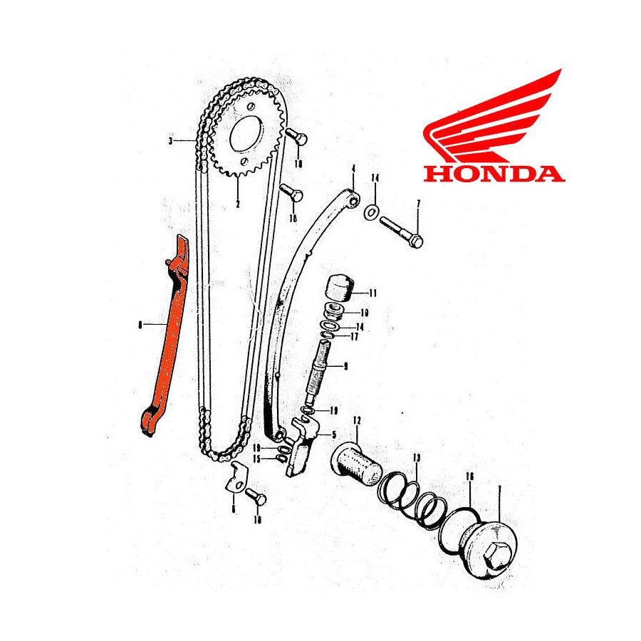 Distribution - Patin - Guide chaine - CB125 S/S1 - CB-CL-SL-XL100
