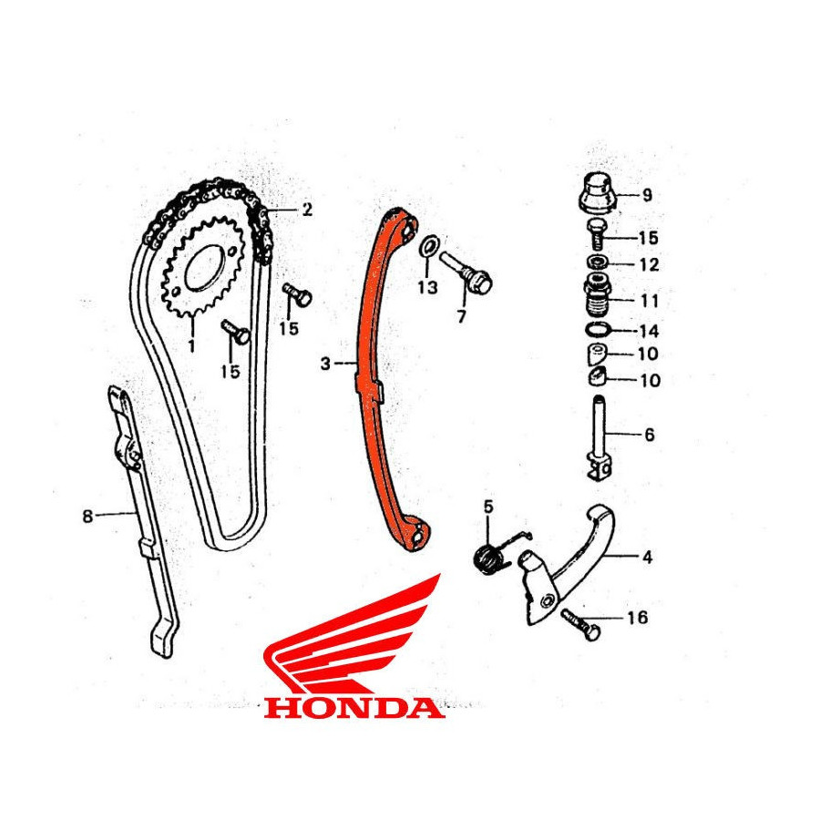Moteur - Distribution - Patin Tendeur - 14500-437-000 - CB125 ... - ... - XL125 ...