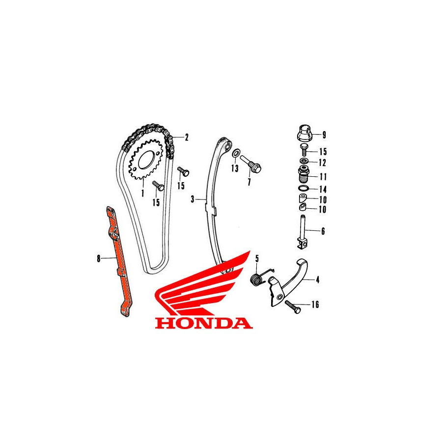 Moteur - Distribution - Guide, Patin avant - CB125 S2, N, J, NX ... - ... - XL125 ...