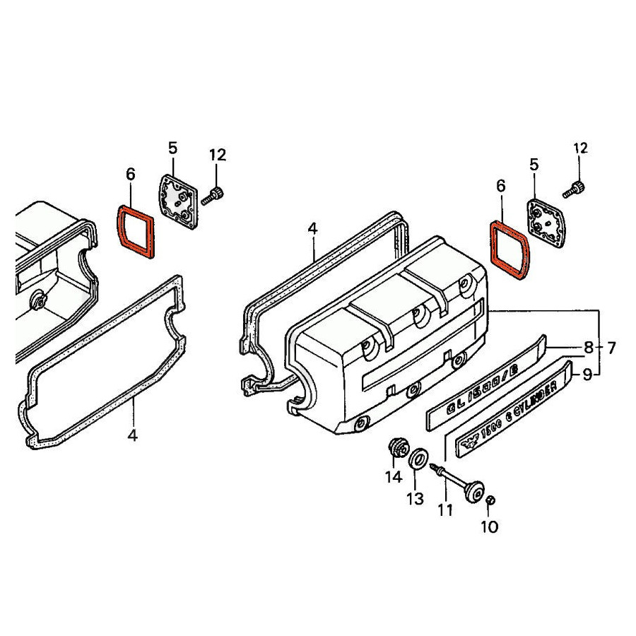 Moteur - Couvercle culasse - joint cache arriere - GL1500