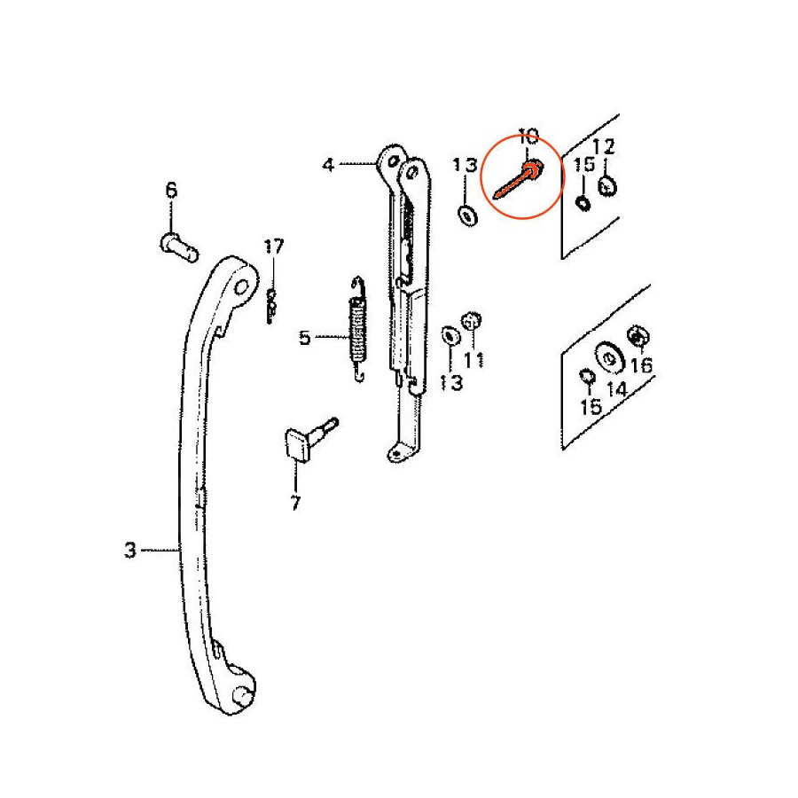 Distribution - Vis de reglage Tendeur de chaine - CA125 - CB250N/T - CB400N/T