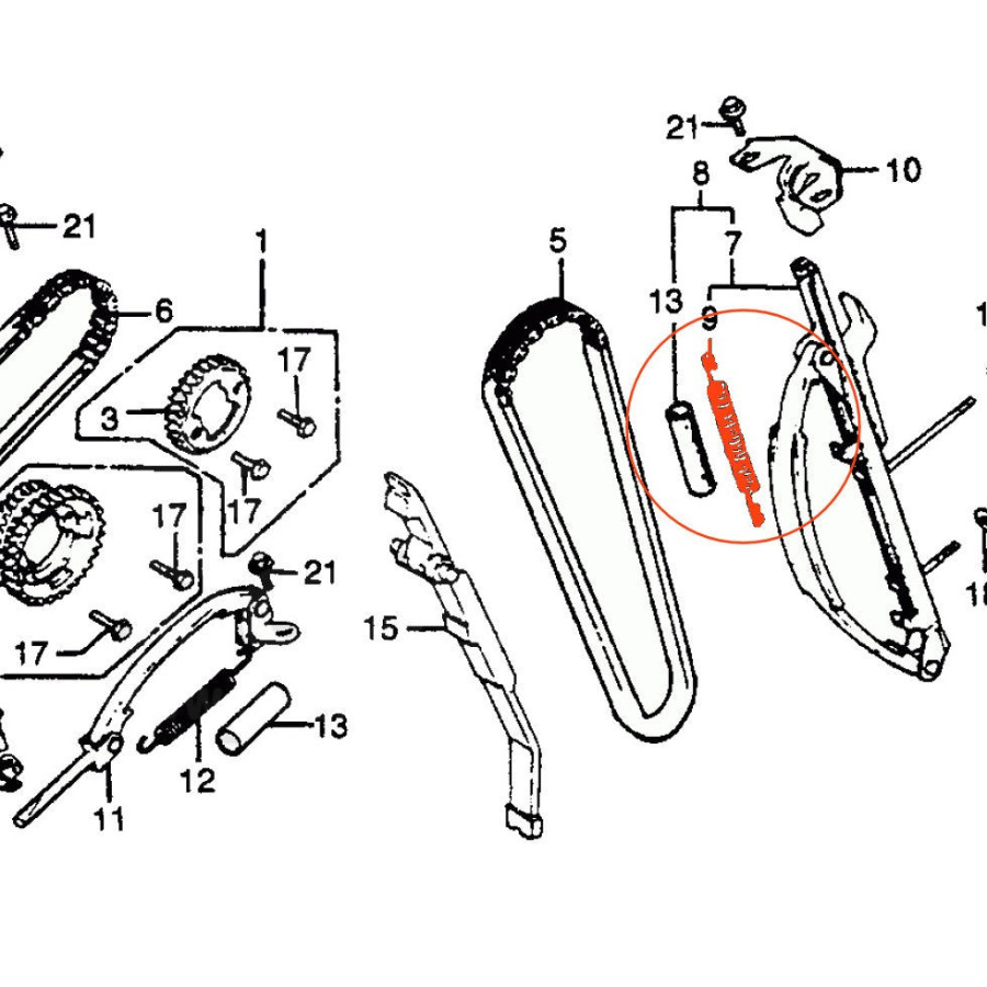 Distribution - Ressort de tendeur - CB750 - CB900 - CB1100