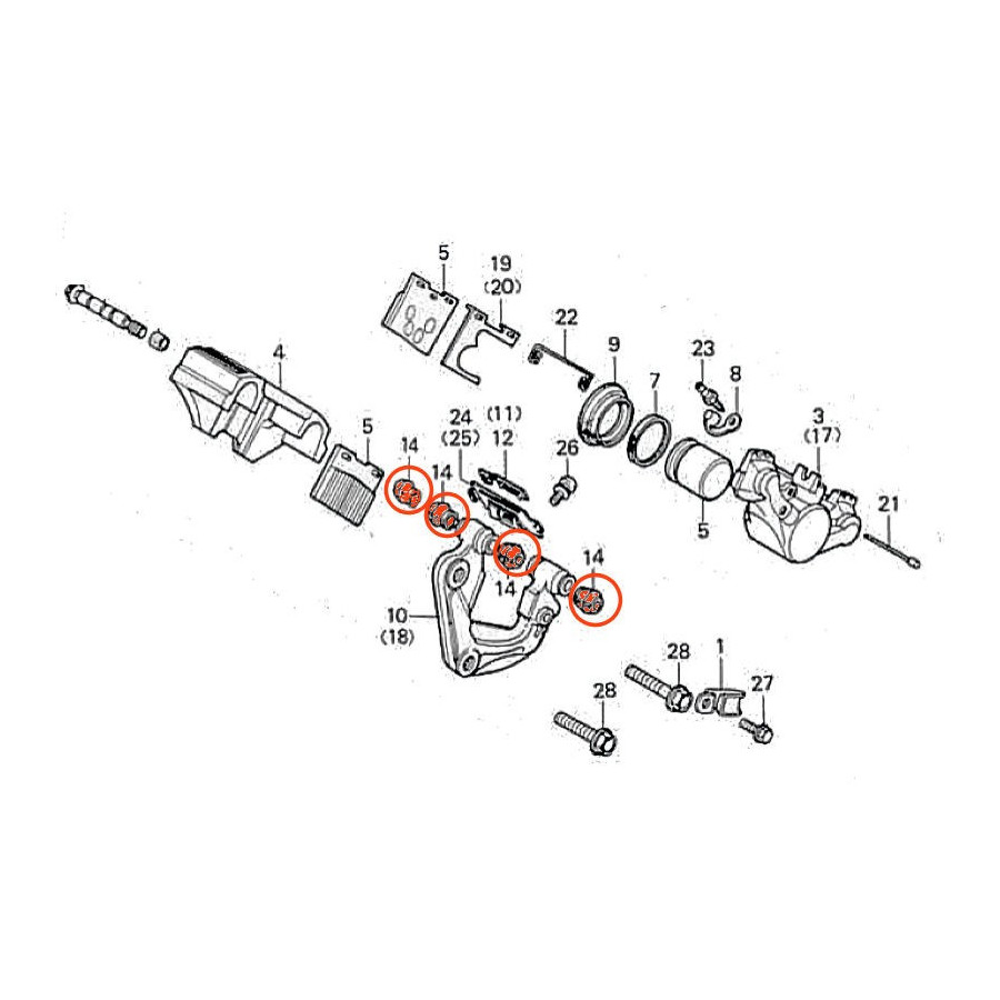 Frein - Etrier - soufflet (x1) - joint flottant de fixation - (x1) - 45133-425-003