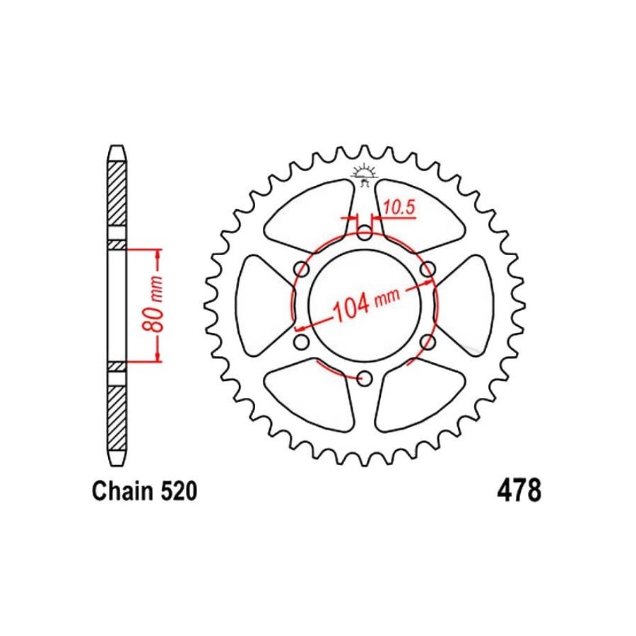 Transmission - Couronne - JTR 478 - 45 Dents -