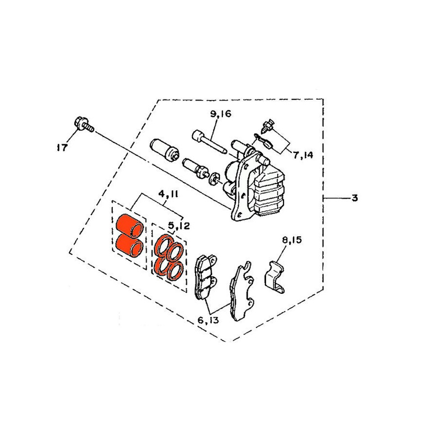 Frein - Etrier - Avant - Piston + Joint - ø 27.00 - 3LD-25802-00 - Origine