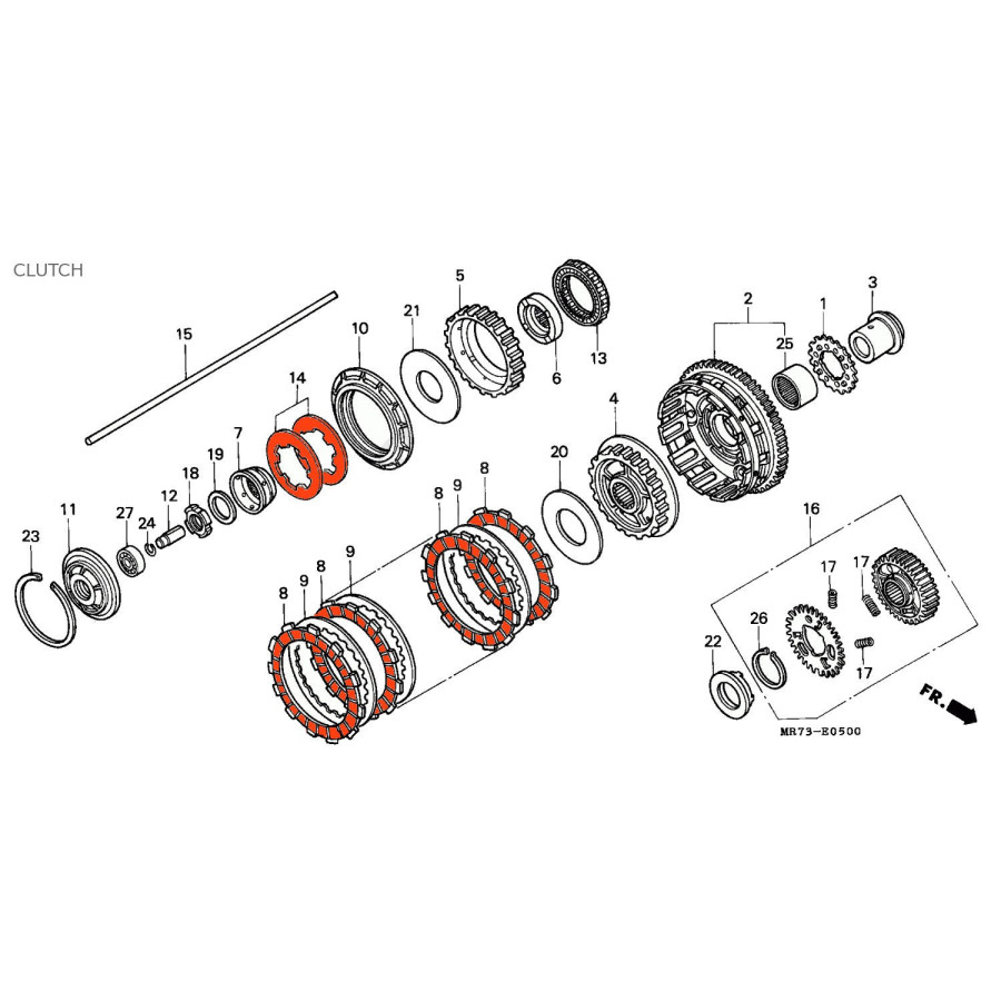 Embrayage - Disques garnis KEVLAR - EBC - VFR750 (RC30)
