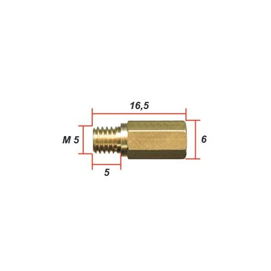 Gicleur M5.3x0.90 - Hex 6.0 - Lg 16.5 - ø 2.15 mm