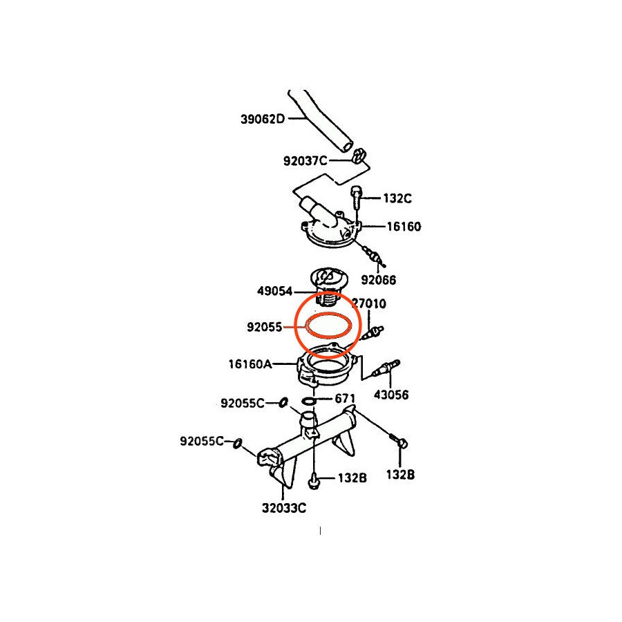 Radiateur - Joint couvercle - joint torique 53.5 x2.40mm - 92055-112 - 