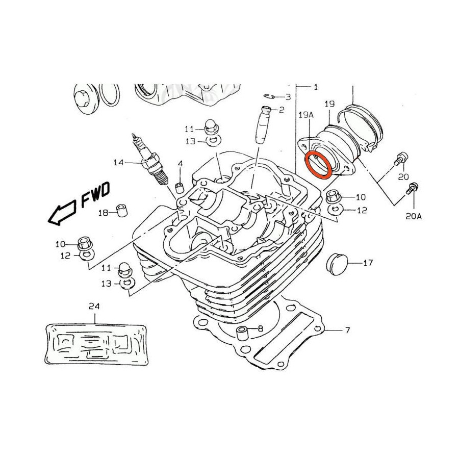 Moteur - Joint torique 34.00 x2.00 - Pipe admission - DR125 - (SF44.)