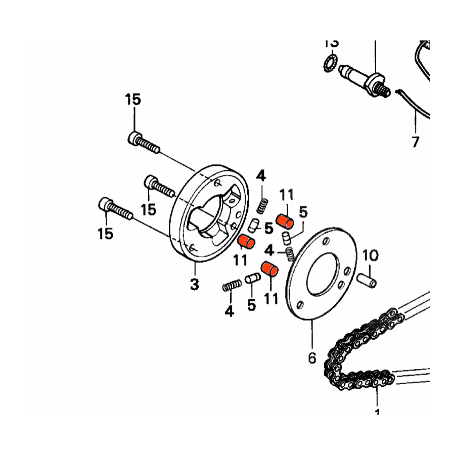 Demarreur - Galet de roue libre - (x1) - ø10.2 x9.5 (x1) - CB125, ..., CA125, .... CB175, CB250, CB350K