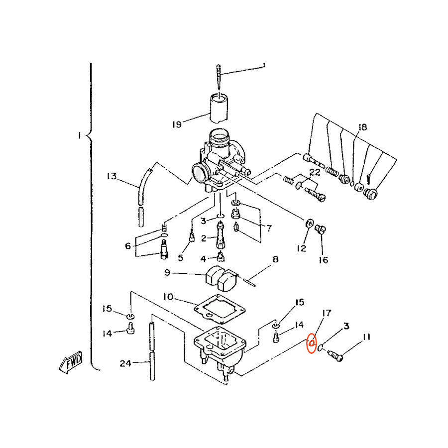 Carburateur - joint - vis de purge - 5H0-14397-00 