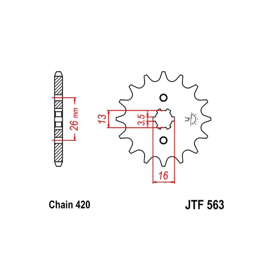 Transmission - pignon - JTR 563 - 16 dents