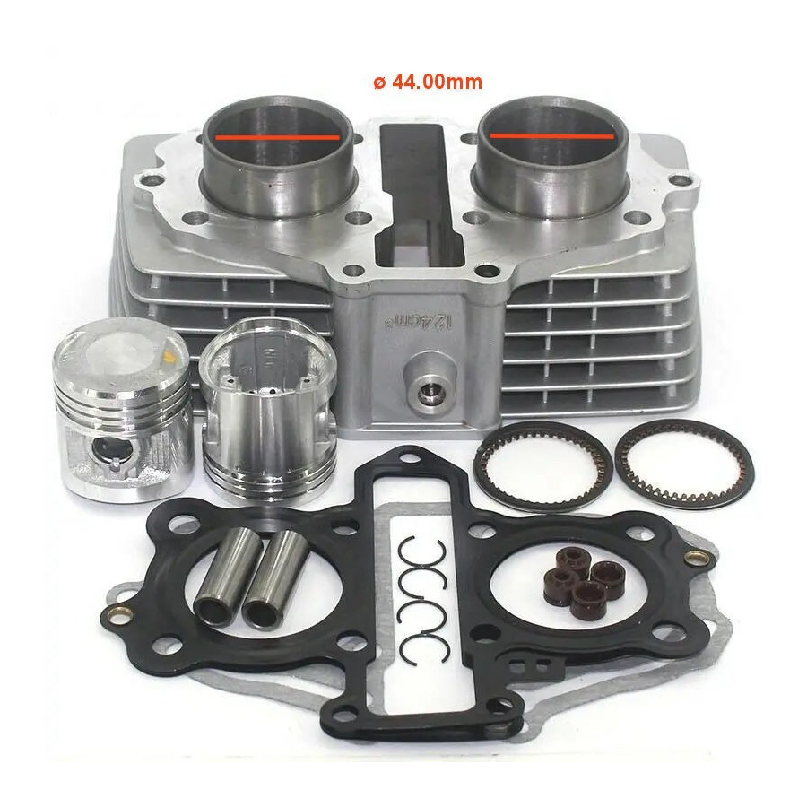 Moteur : Kit 125cm3 - bloc cylindre / Piston - ø 44mm - CB125 T - CM125C - CM125T - CA125 Rebel - CB125Td
