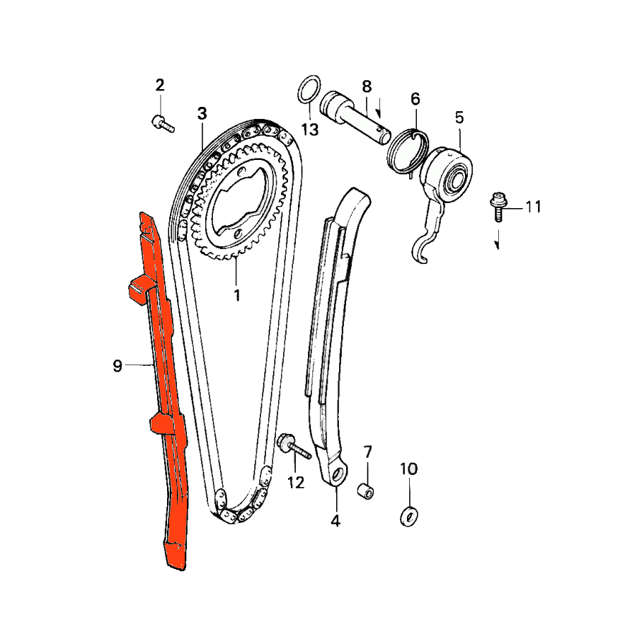 Distribution - Guide de Chaine - Origine - NX650 (88-89),  XR600 (1988-... ), XR650, FX650