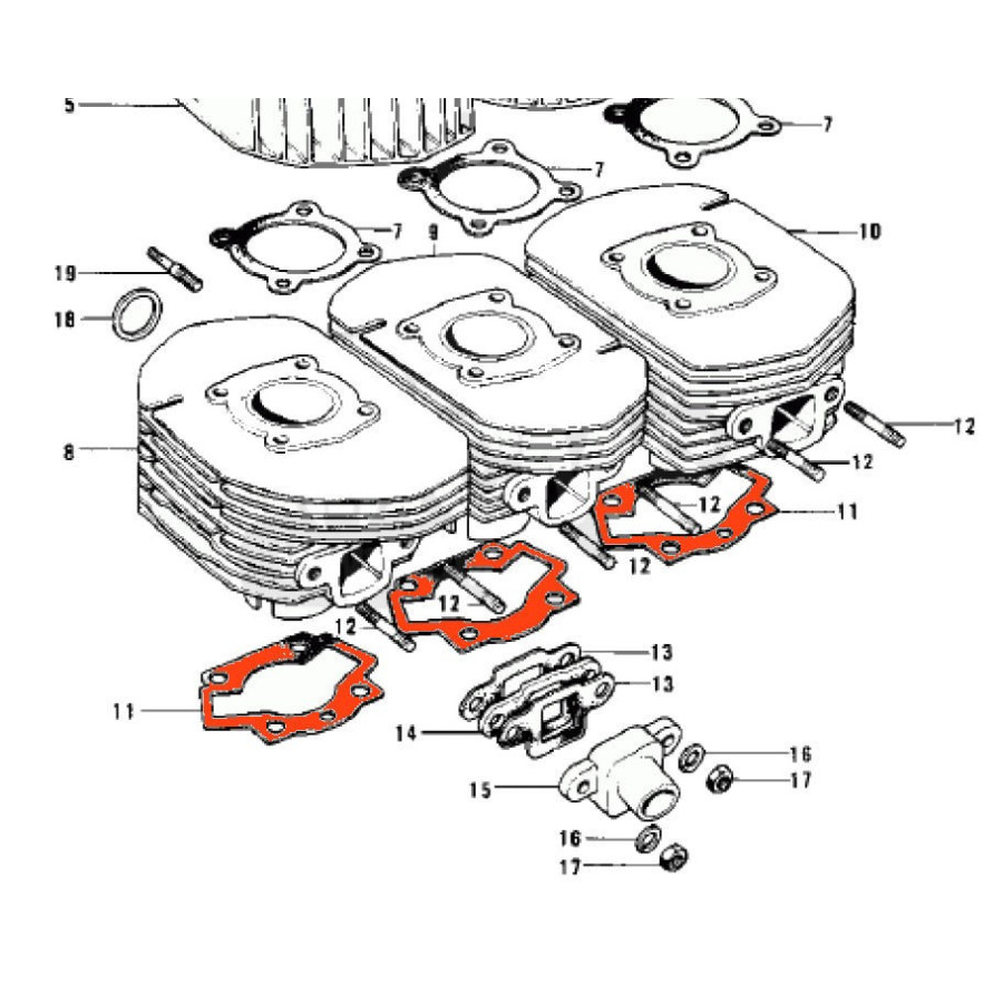 Moteur - Joint d' embase (x1)  - 11009-019 - Kawasaki H1 mach3