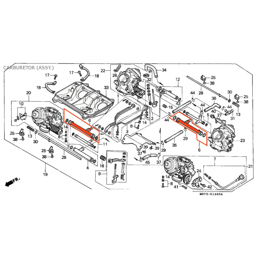 Carburateur - Raccord liaison en T - (x1) - VFR750 - (RC24 - RC36 - RC30 ) - 16027-ML7-004