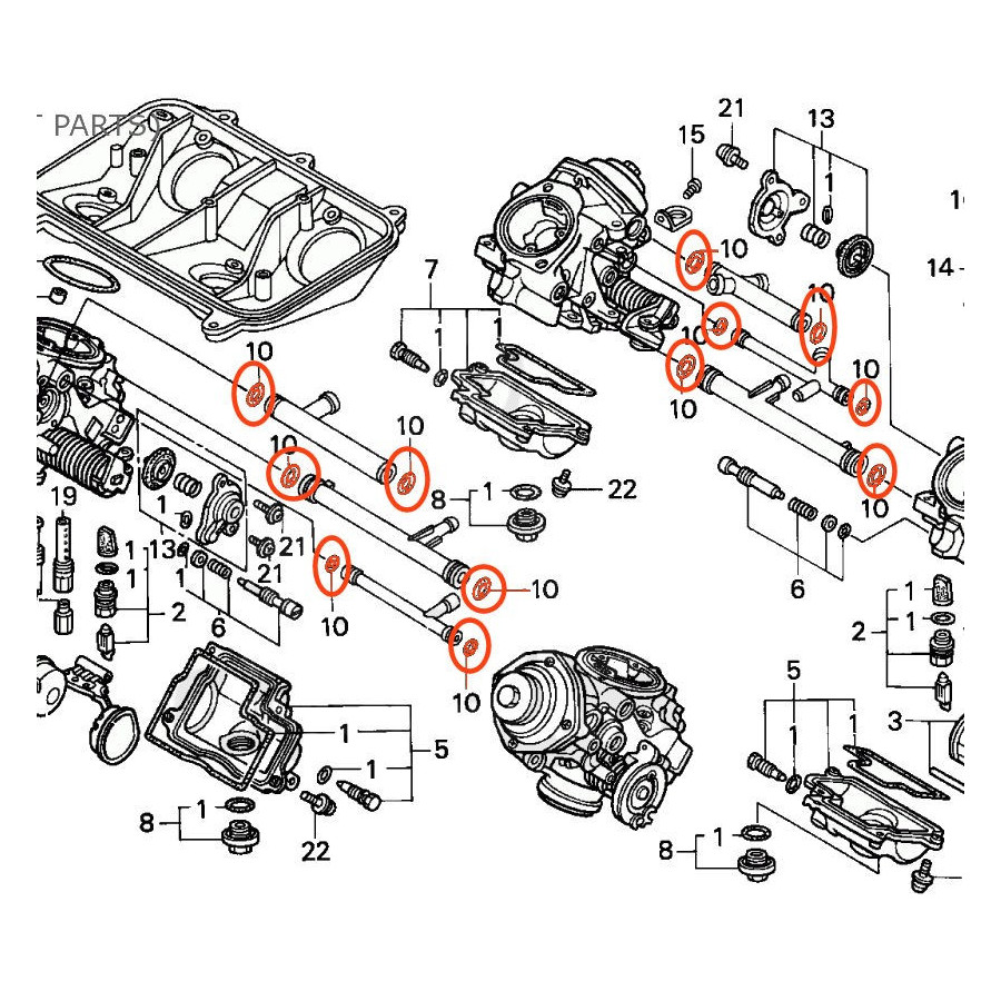 Carburateur - kit joint pour tube de liaison - RVF400, VFR750(RC36:90-93), VFR750(RC30)
