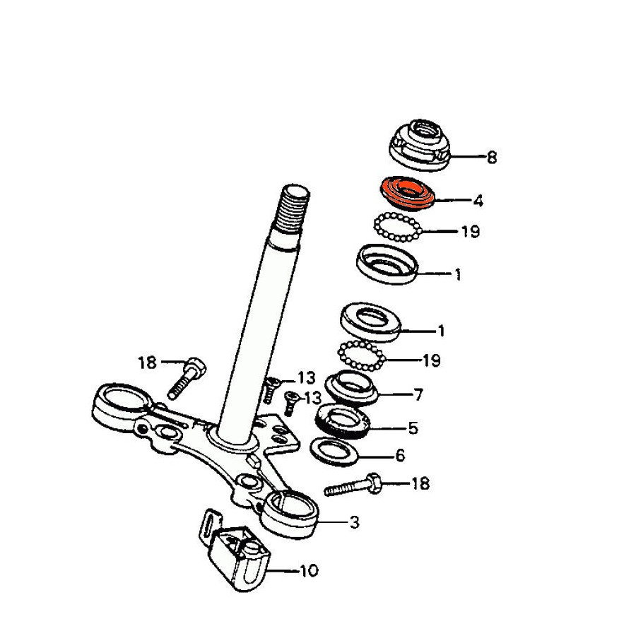 Fourche - Direction - Bague conique superieure de roulement - 
