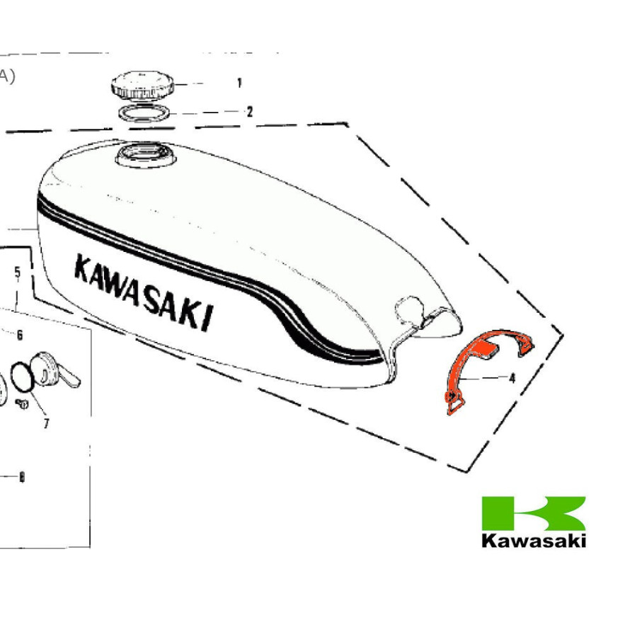 Reservoir, Sangle de maintien - 92072-029 - Kawasaki G5