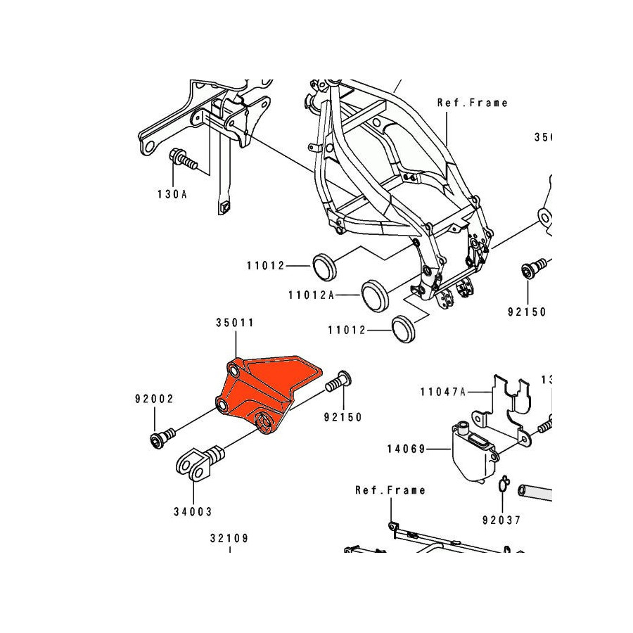Repose Pied - Platine arriere Droite - 35011-1477 - ZZR500, ZZR600, ZXR750, ...