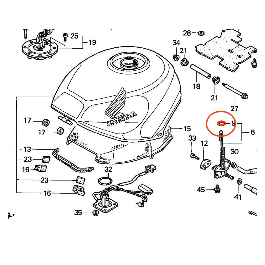 Reservoir - joint de robinet - VFR750, CBR600