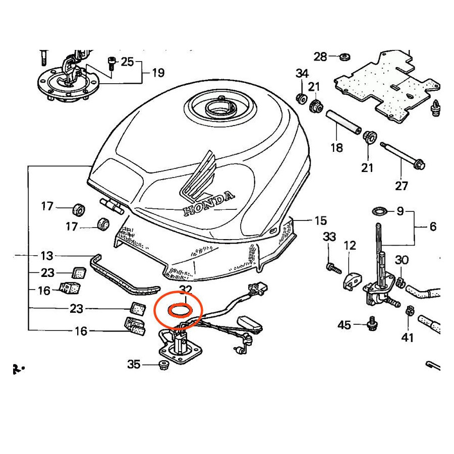 Reservoir - Joint de Jauge essence - 91305-MC7-000, ø 39.50 x5.00 mm