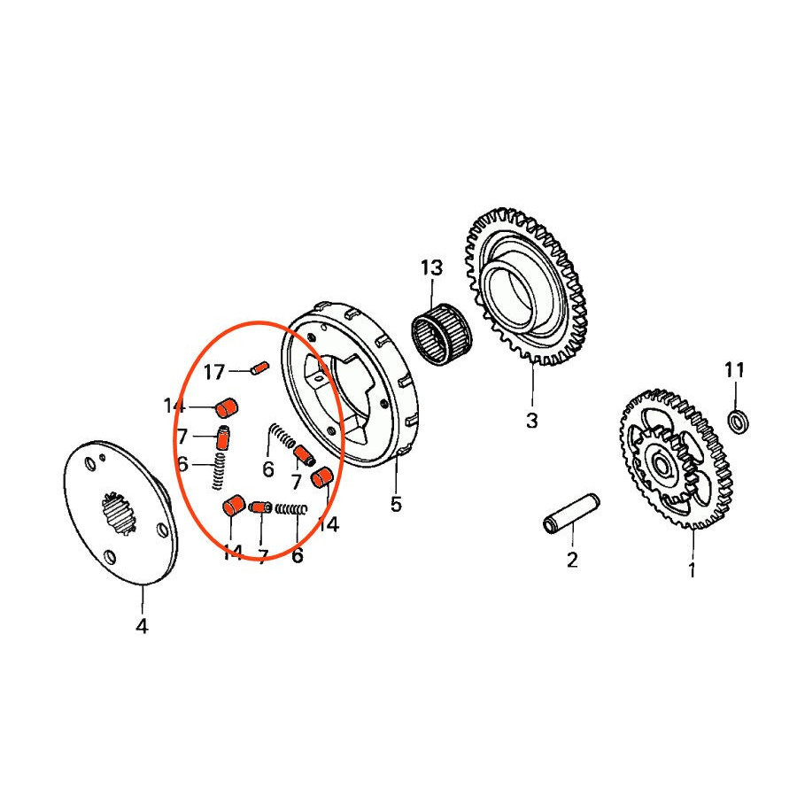 Demarreur - Roue libre - Kit de reparation, VFR750, (RC36), VF750C, (RC43)