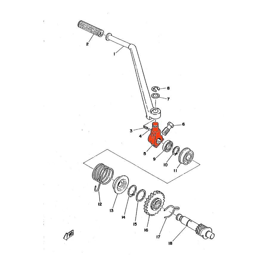 Demarrage - Kick - Rotule - 337-15621-00 - RD125DX -  RD50M