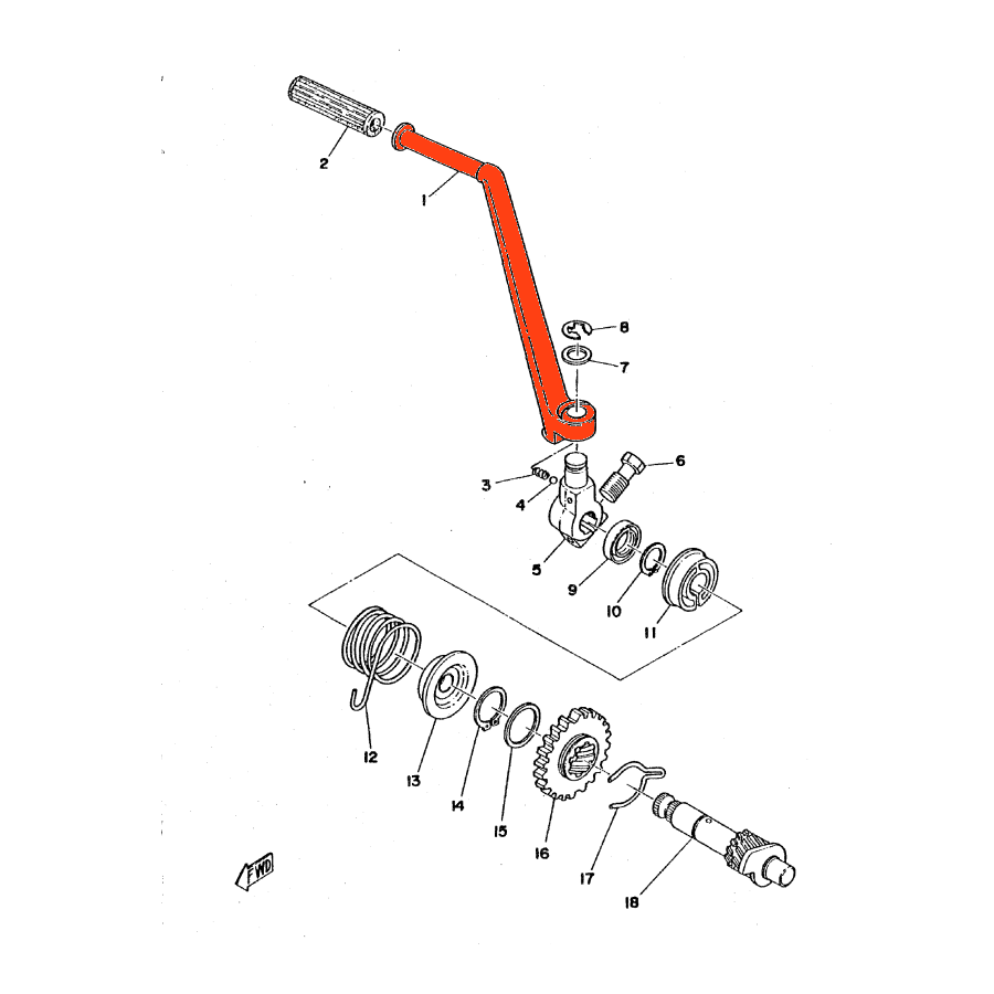 Demarrage - Kick - ref : 278-15611-00 - RD125 - 250 - ... XS500 - ...