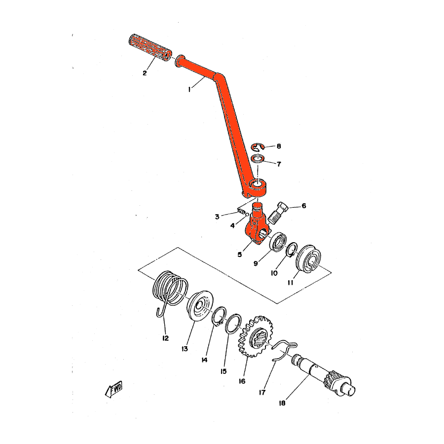 Demarrage - Kick - ref : 2F3-15611-00-93 - RD125 - 250 - ... XS500 - ...
