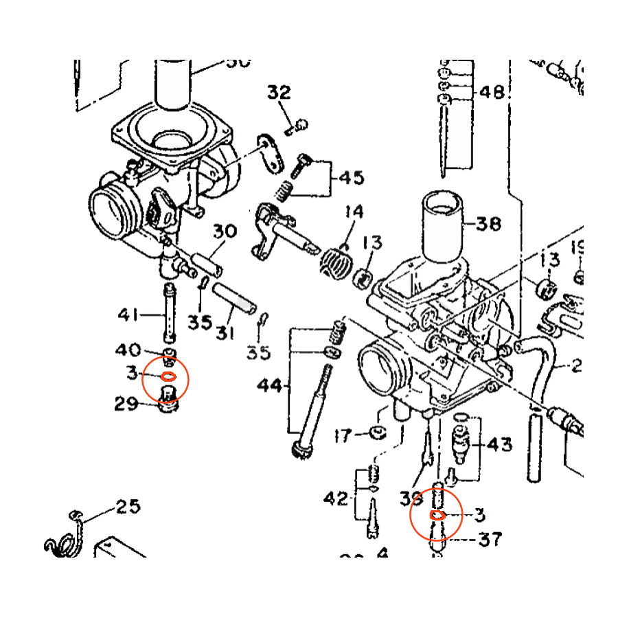 Carburateur - Joint torique (x2) de gicleur - 360-24512-00