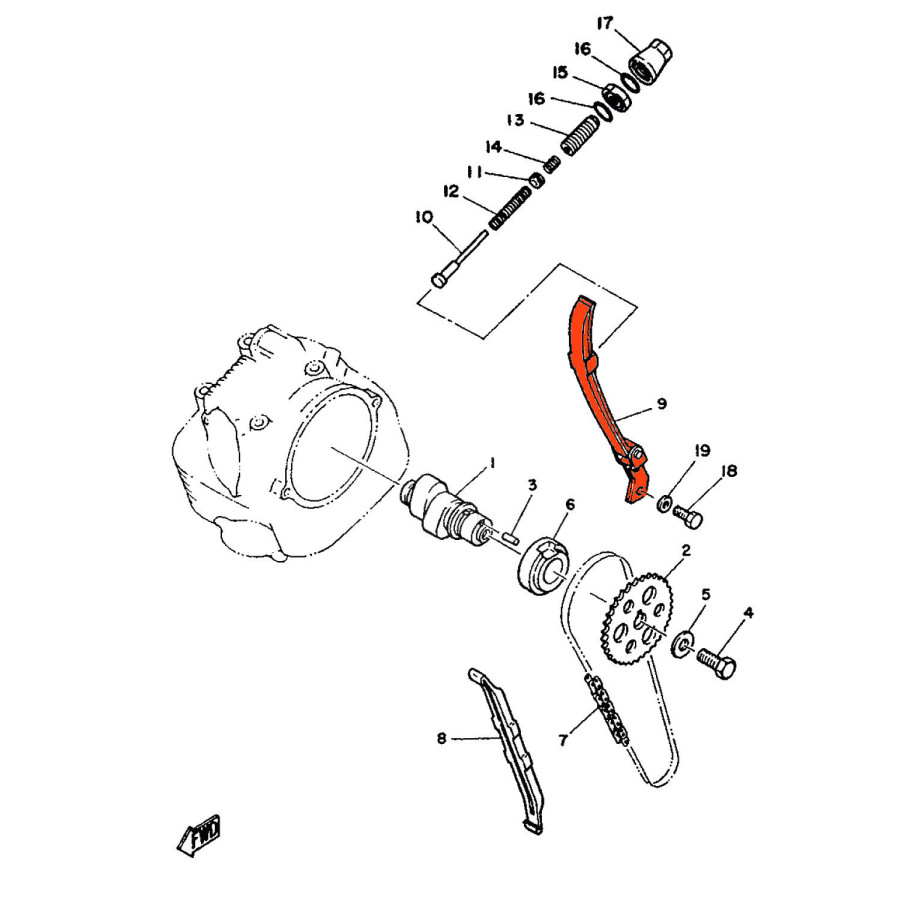 Moteur - Distribution - Tendeur de chaine - 5N0-12241-00 - SR125 - TW125 - 