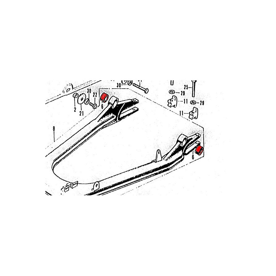 Amortisseur - Silent bloc - de bras oscillant - (x1) - CB250, CB350, 400, 500, ... 750, 900, 1100B