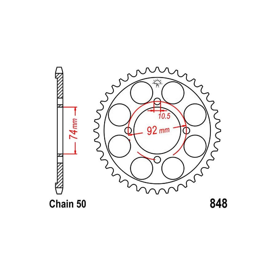 Transmission - Couronne - JTR848 - 39 dents - Chaine 530