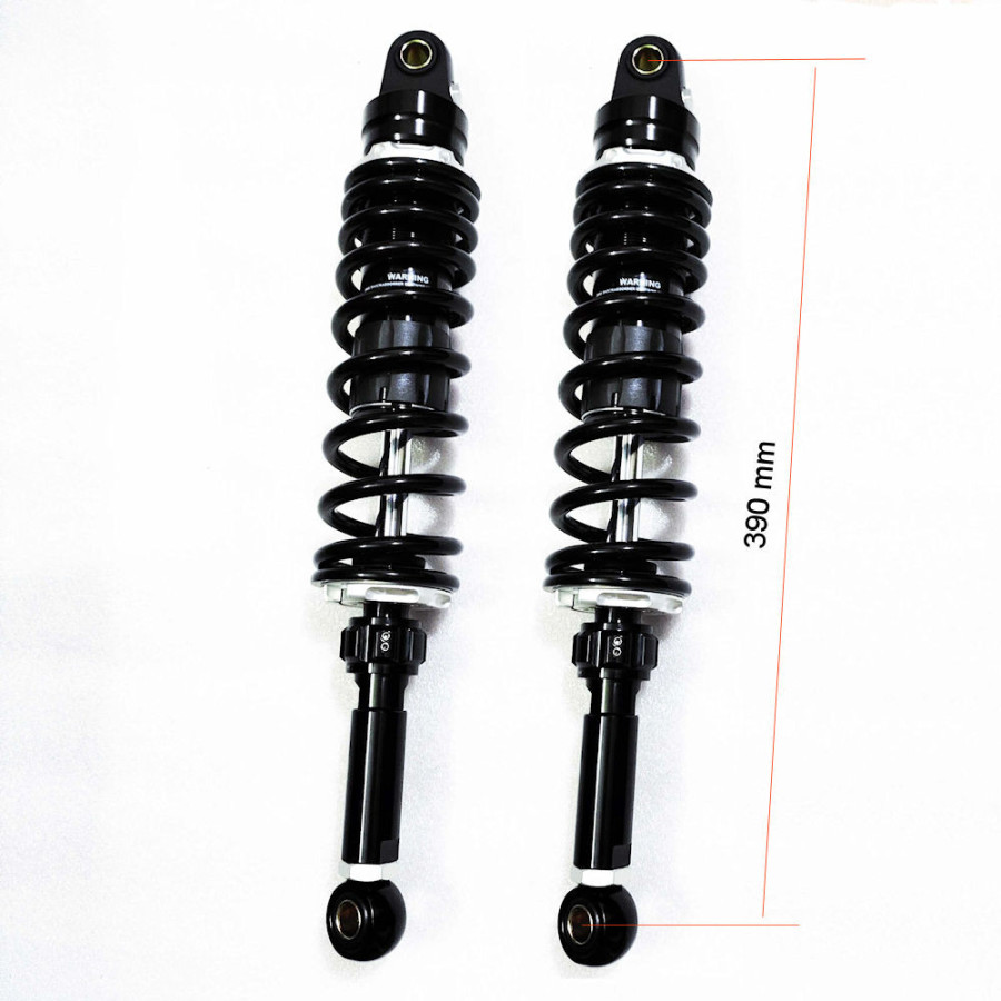 Amortisseur - 390 mm - Noir - Oeillet ø 10mm - oeillet ø 12mm