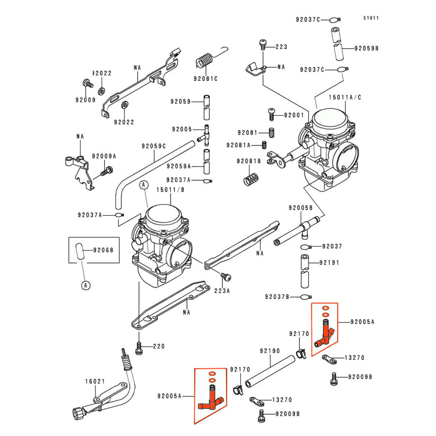 Carburateur - raccord - TE de liaison (x1) - 92005-1291 - ER500, GPZ, ZZR, ZXR, ....