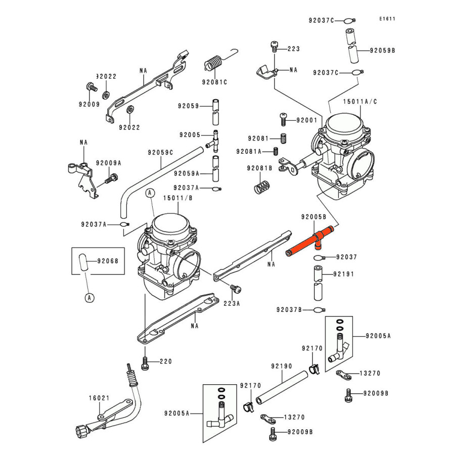 Carburateur - raccord - TE de liaison (x1) - 92005-1325