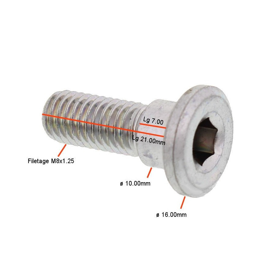 Frein - Disque - Vis de fixation - (M8 x1.25) - lg 21 mm