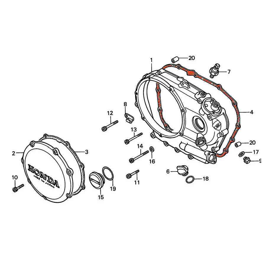 Moteur - Joint de Carter Droit - XLV750R - 1983-1985