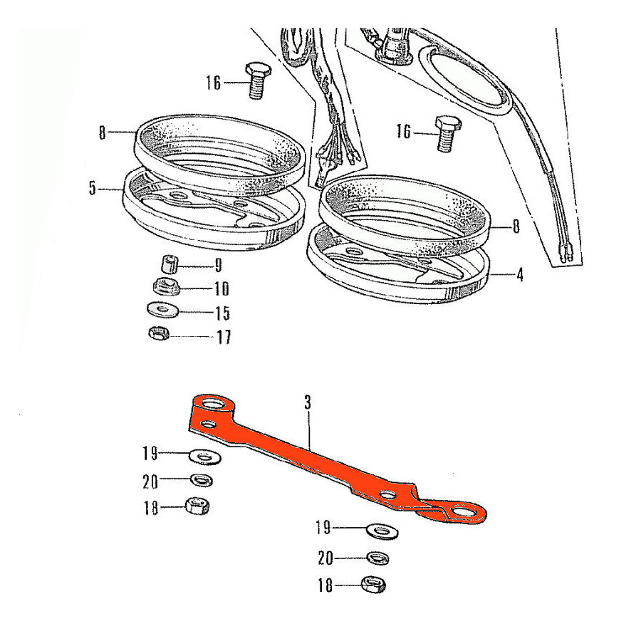 Tableau de bord - Platine de fixation compteur, compte tour, CB250, CB350