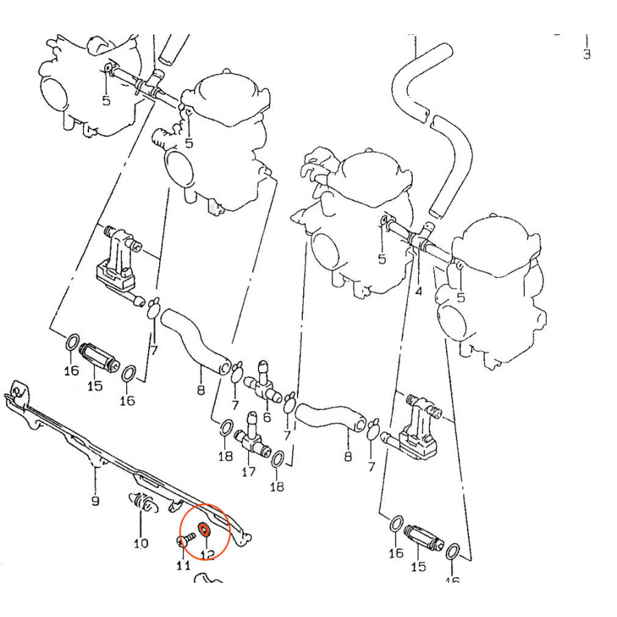 Carburateur - barre de starter - Rondelle de fixation - 13418-26E10 - GSF600 (95-99) - GSX750 (98-00)