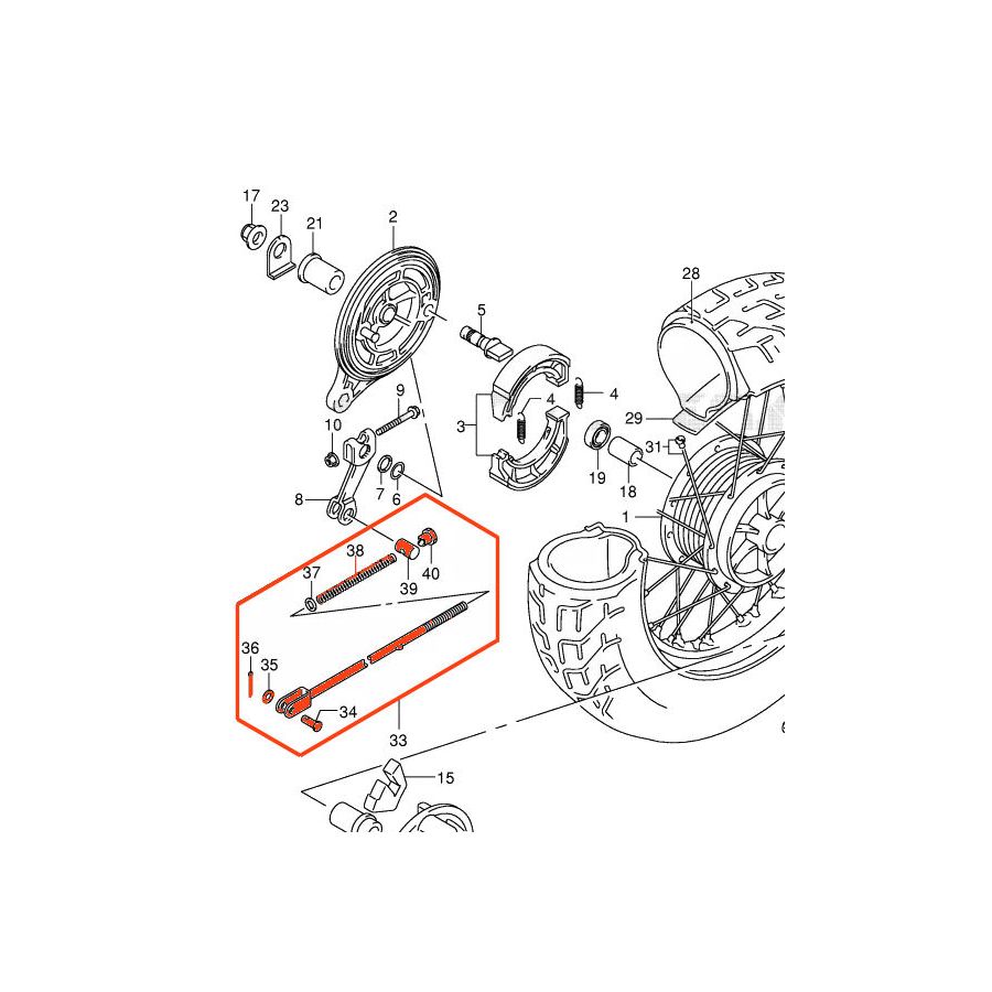 Frein arriere - Ensemble de tringlerie - pour tambour, machoire - 43300-26F00 - VL125 intruder