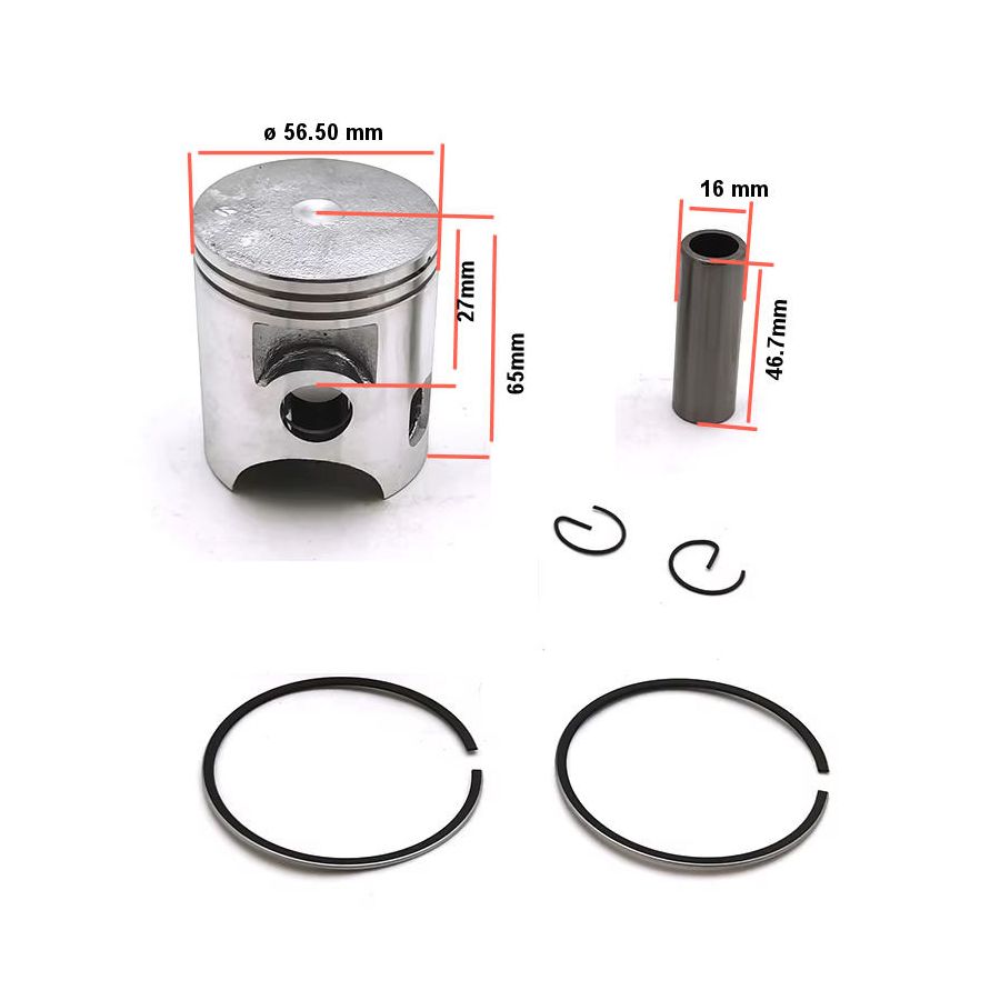 Moteur - Kit Segment + Piston - (+0.50) - ø 56.50mm - 2A6-11636-00 - DT125 - RD125