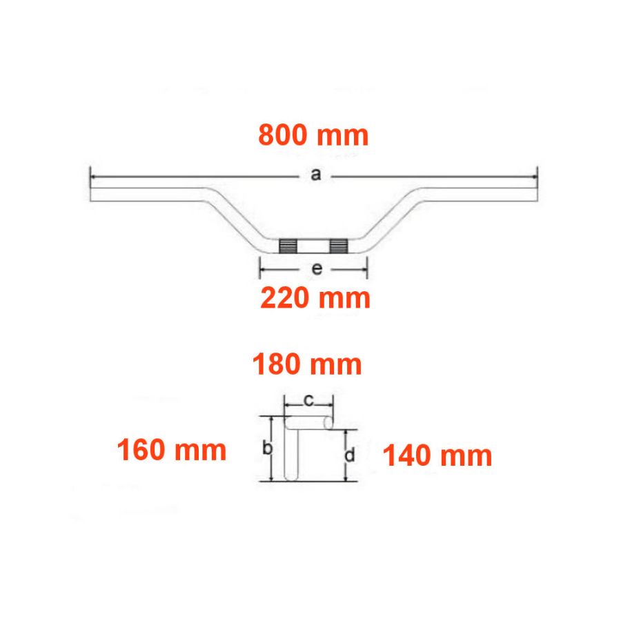 Guidon haut 140mm - ø22mm - 53100-390-620