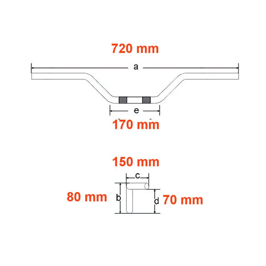 Guidon - ø 22mm - Lg 720mm - CB550, CB750, GL1000
