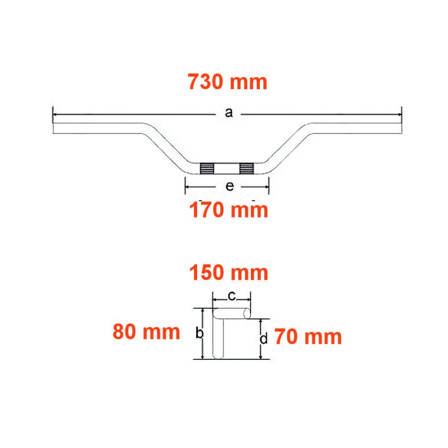 Guidon bas - ø22mm - Lg 730 cm - CB750,  - europe