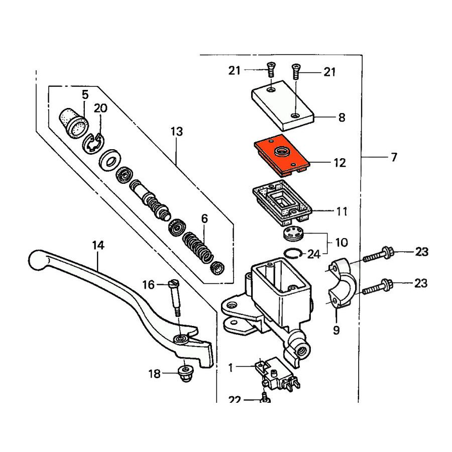 Frein - Maitre cylindre Avant - 2 vis - plaque plastique de maintien  bocal Avant 